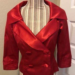 🌼 Secrets in Lace Satin Red Jacket